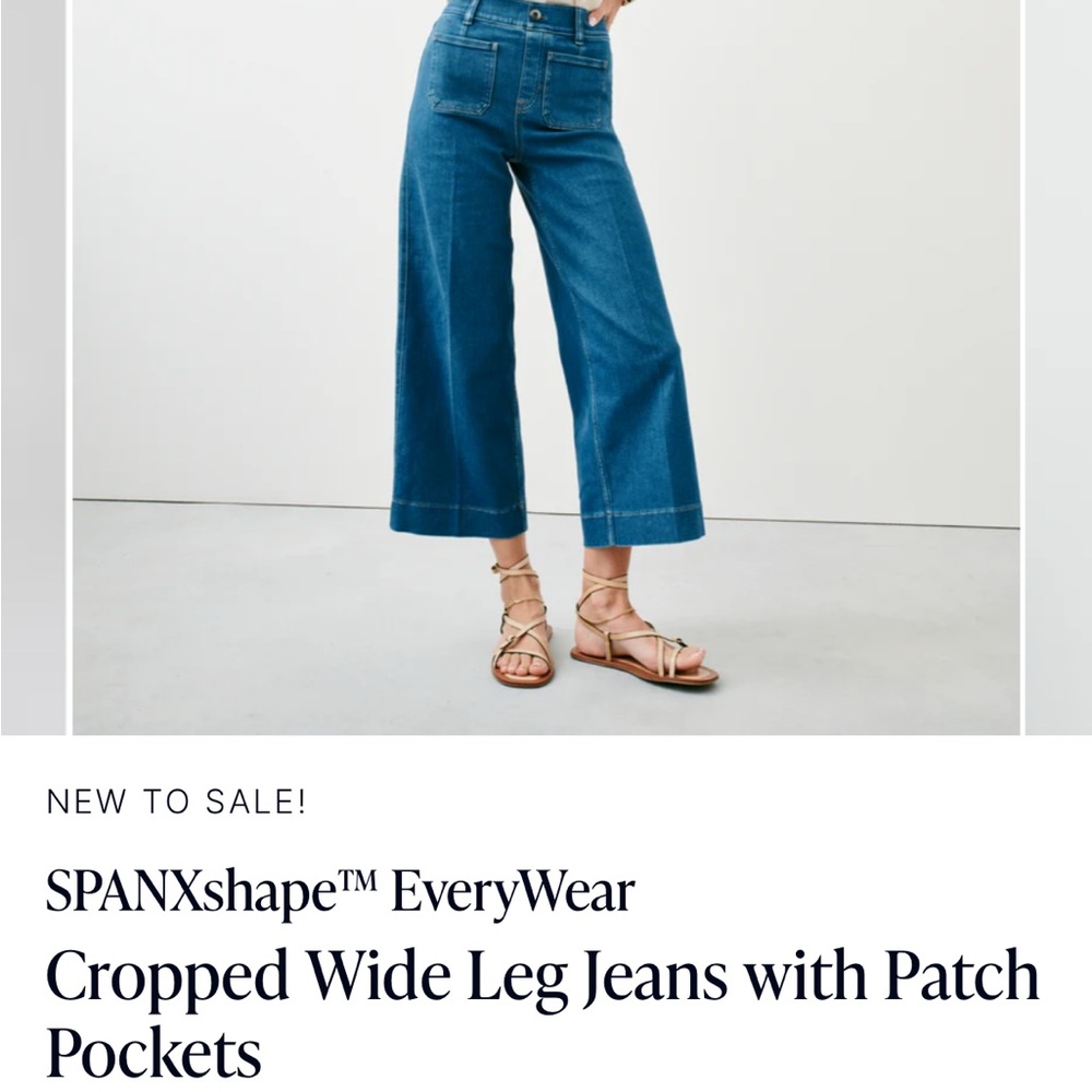 SPANX Women's High-Rise Cropped Wide Leg Jeans in Denim